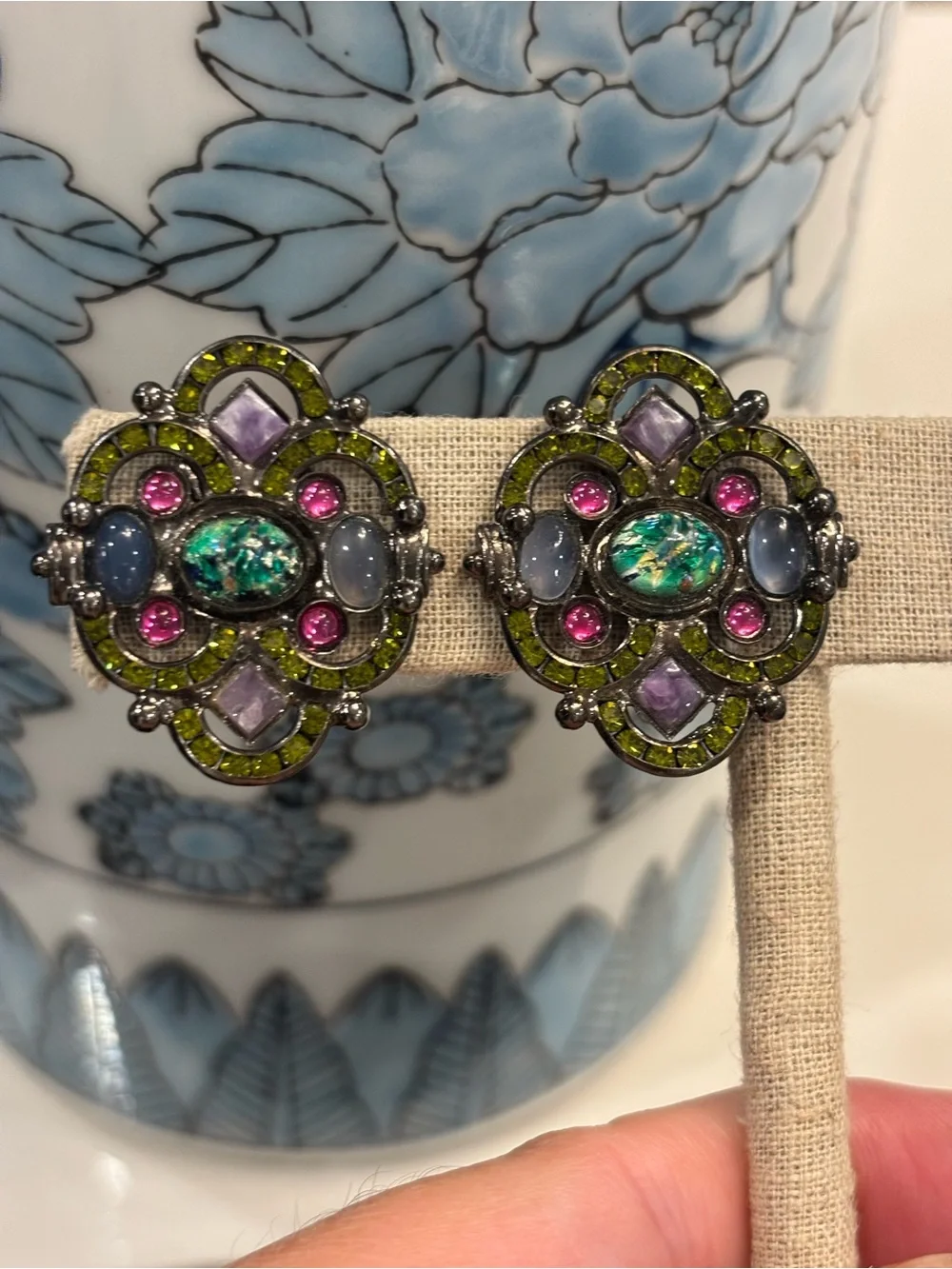 Sorrelli Vintage-Inspired Multicolor Crystal Cluster Clip On Earrings